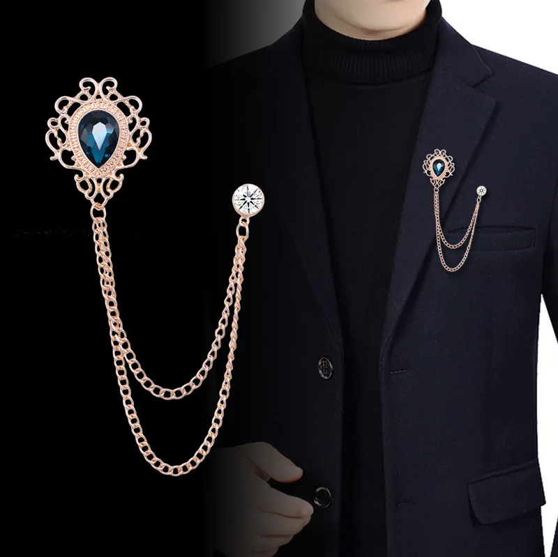 Men Accessories Fashion - Yeni Vintage Püsküllü Zincirli Kristal Yaka