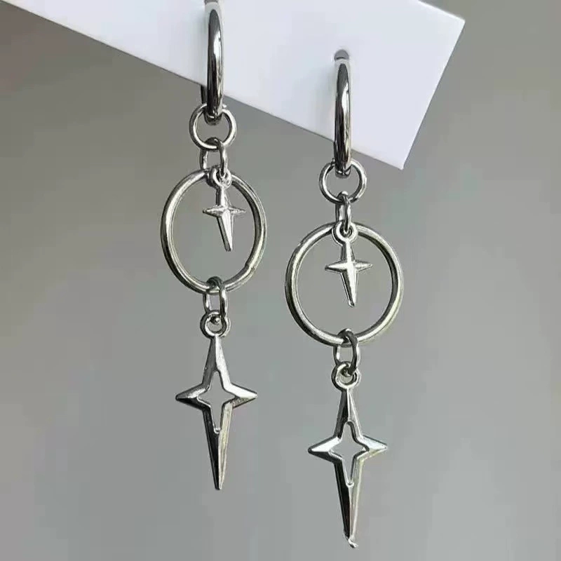 Men'S Accessories In The 90S - Kişiselleştirilmiş Punk Çapraz Yıldız Kolye Küpe