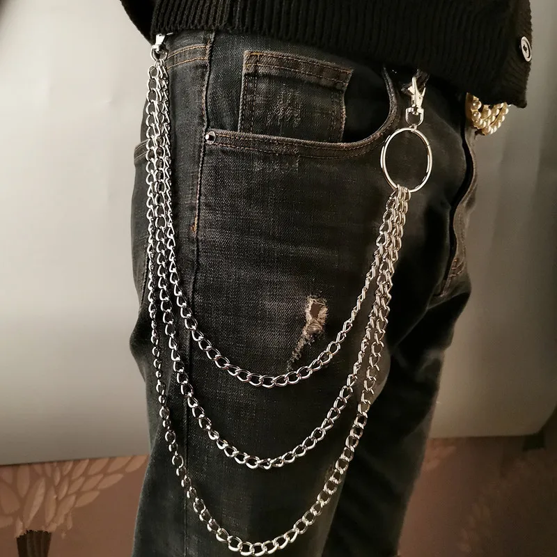 Men Accessories Fashion - Katmanlı Metal Kemer Zinciri Punk Kanca