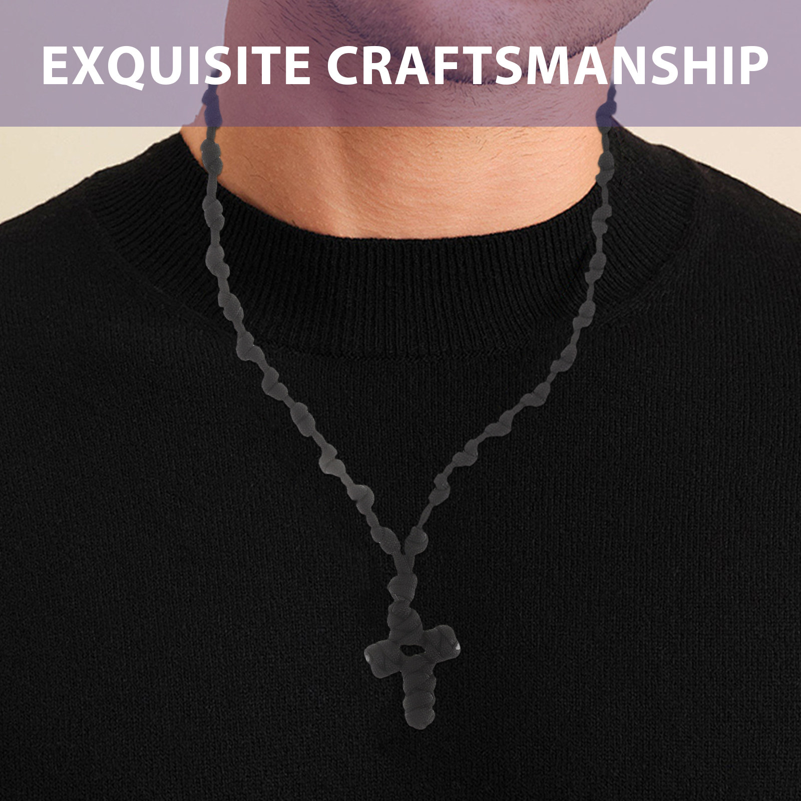 Men Accessories Ethnic - El Dokuması Örgülü Dua Kolyesi Haç