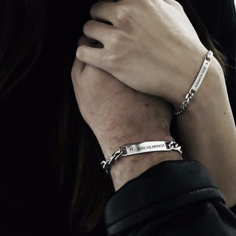 Men Accessories Wrist - Plaka kimliği etiketi Bar bilezik küba