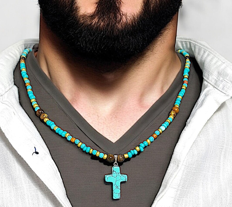 Etnik INS Turkuaz Çapraz Kolye - Men Accessories Ethnic incelemesi ve fiyatı